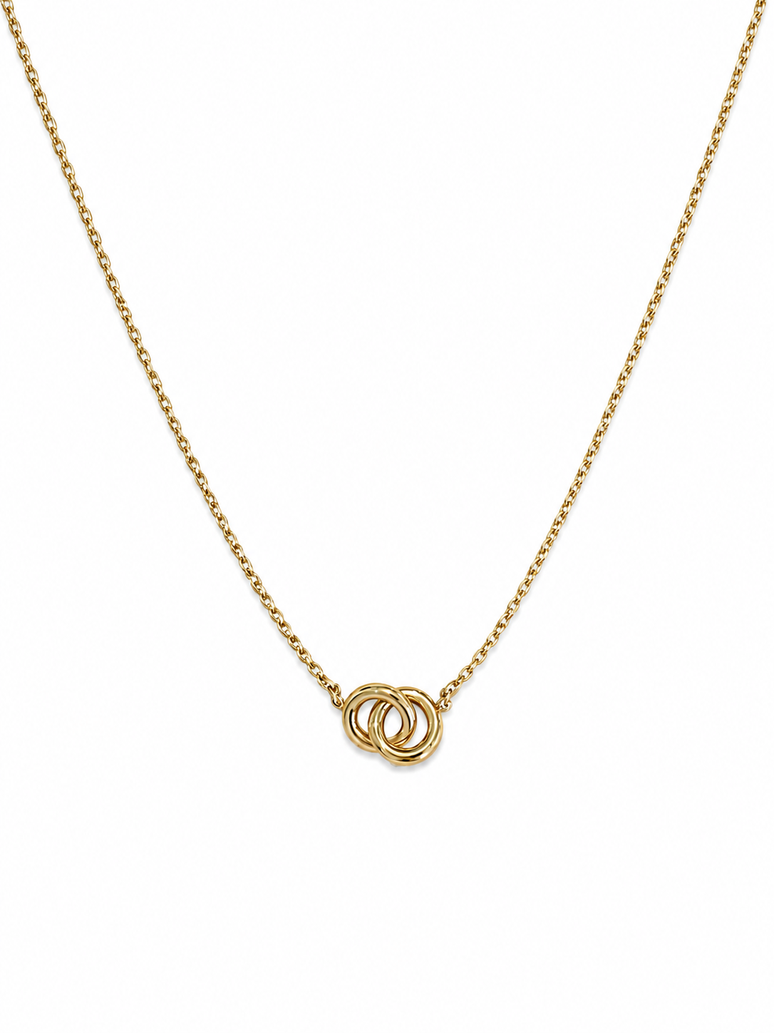 Linked circle necklace in gold
