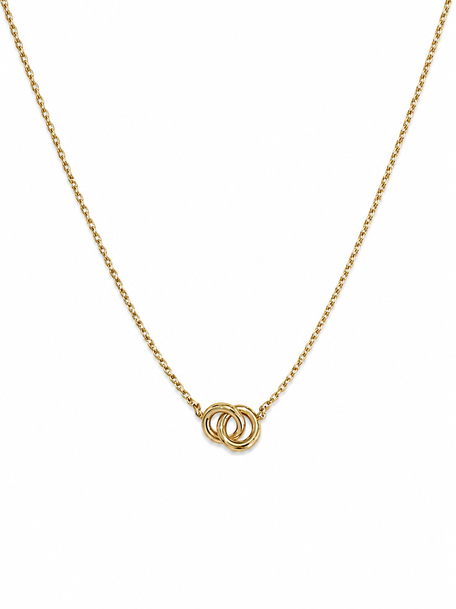 Linked circle necklace in gold
