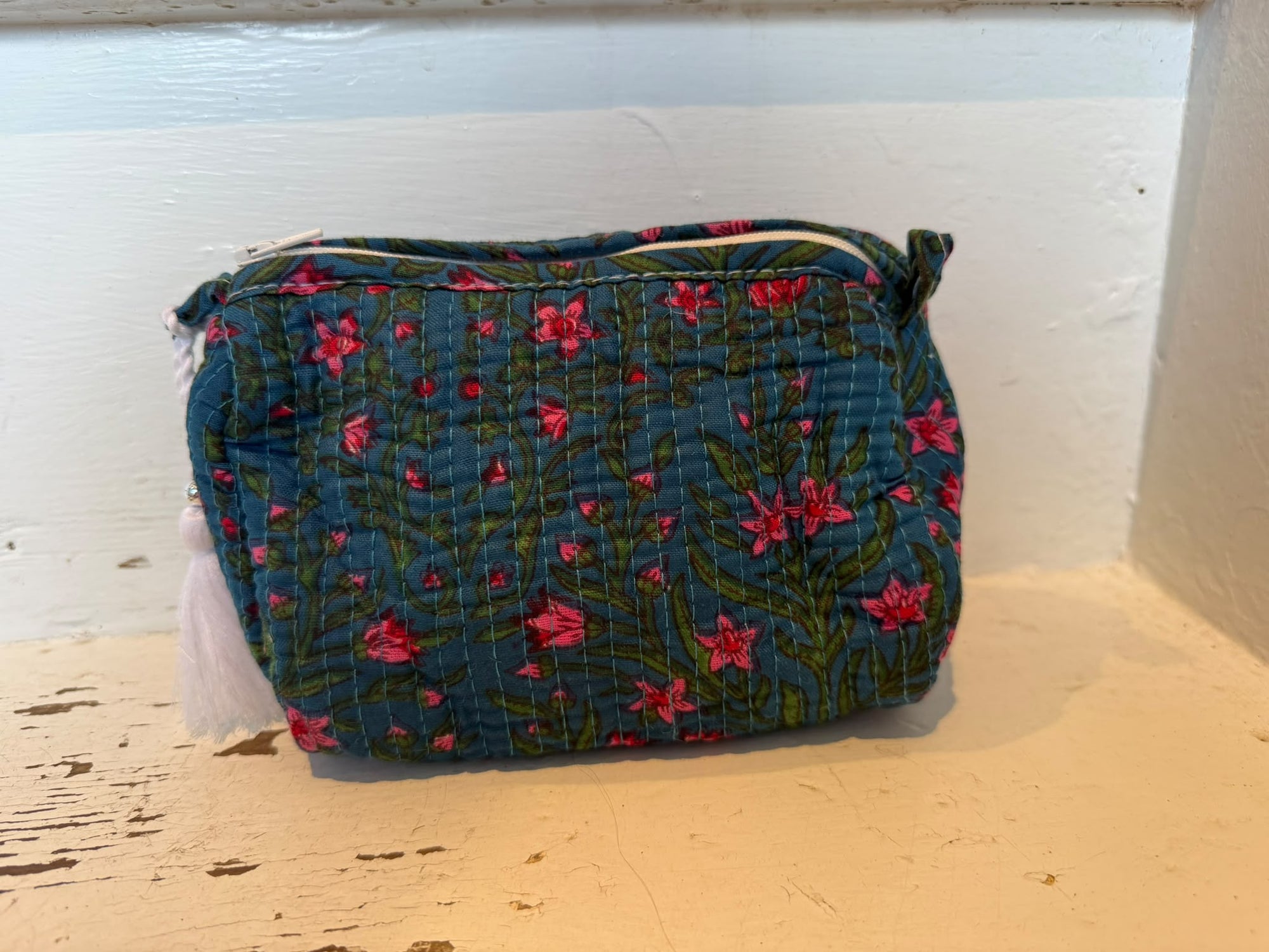 Aurina Block Printed Quilted Pouch