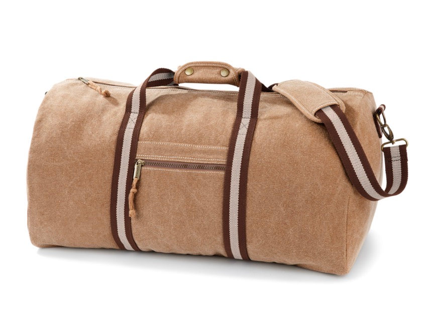 Personalised Vintage Canvas Weekend Bag