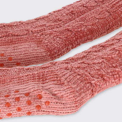Super Soft Chenille Slipper Socks - Salmon Pink