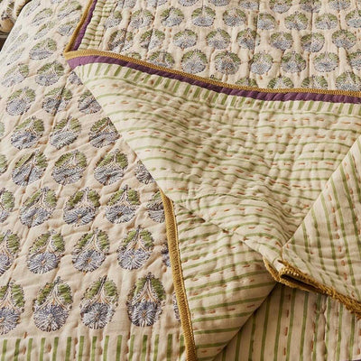 Lila Kantha Bed Spread