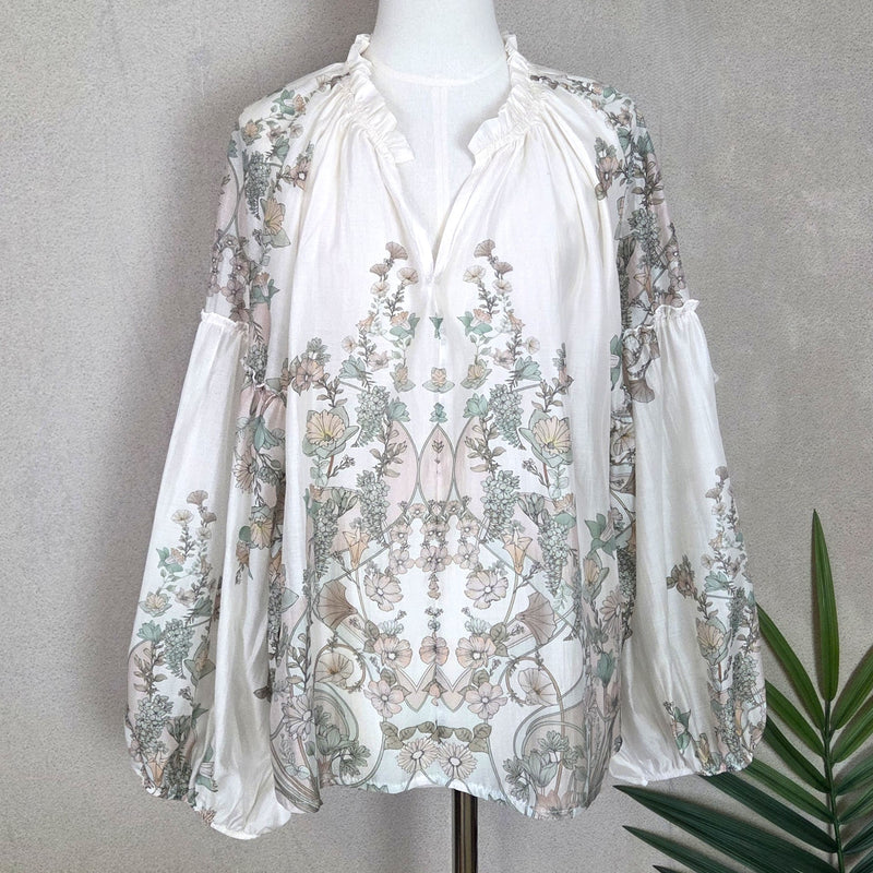 Sheer Boho Blouse - Khaki