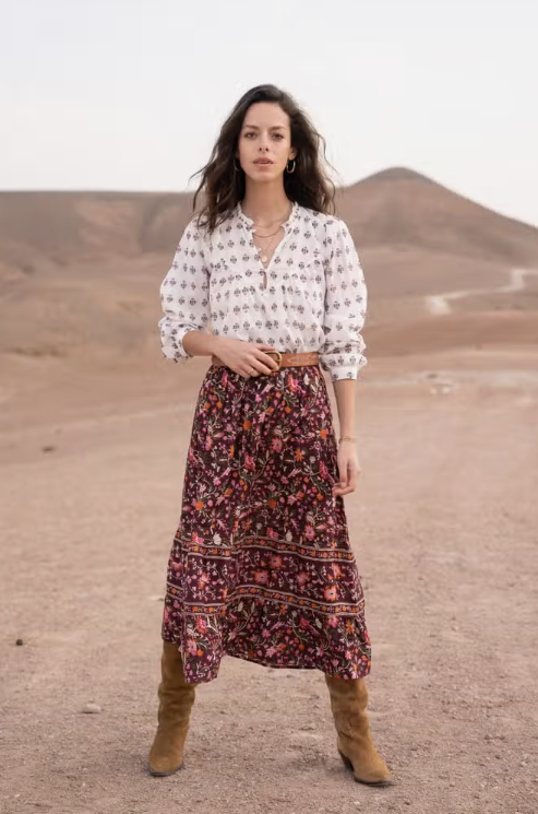 Praline Chintz Midi Skirt