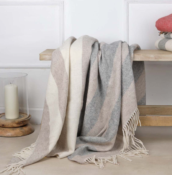 Camel/Grey Pure Wool Throw