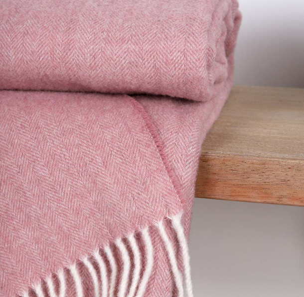 Pink Pure Wool Throw
