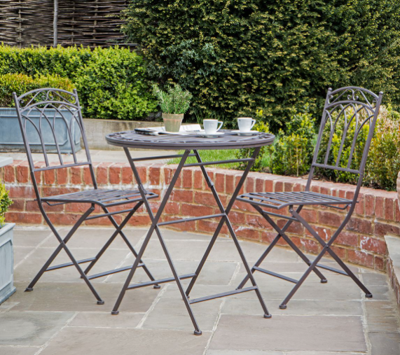 Burano Outdoor Bistro Table and Chair Set - Distressed Brown