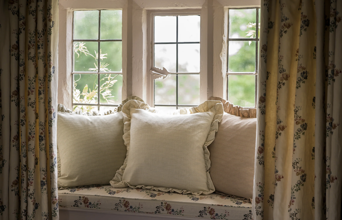 Simple Stripe Block Printed Cushion - Forest Green