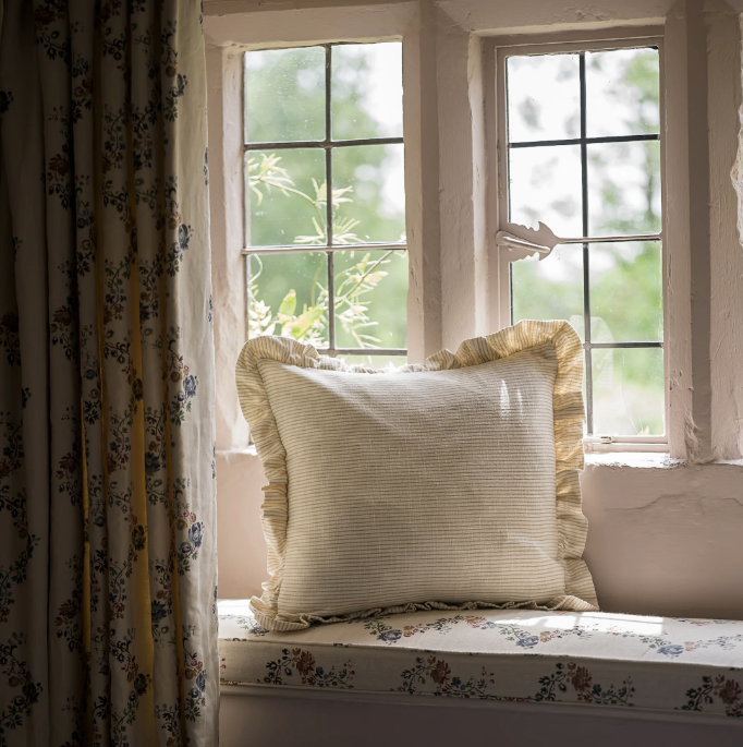 Simple Stripe Block Printed Cushion - Taupe