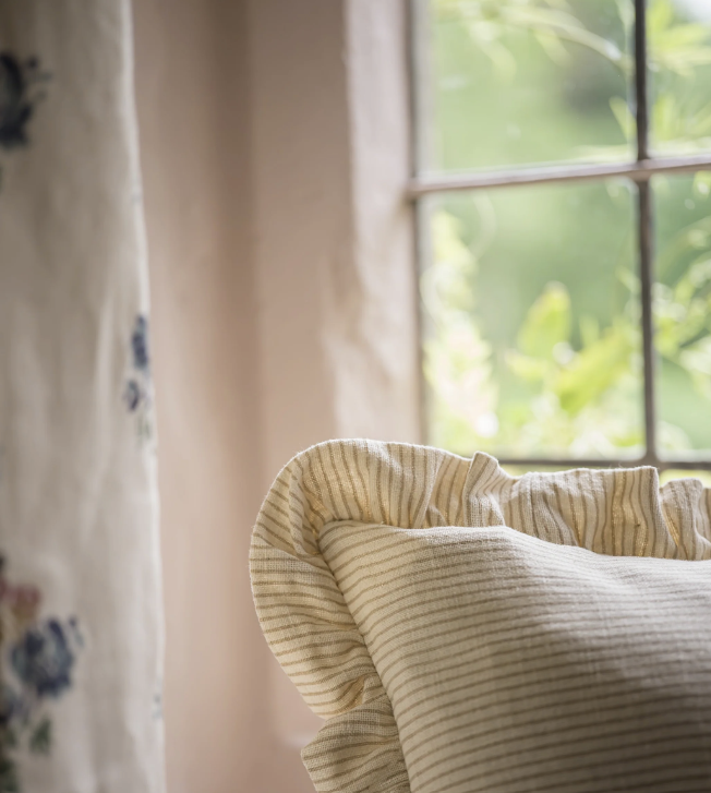 Simple Stripe Block Printed Cushion - Taupe