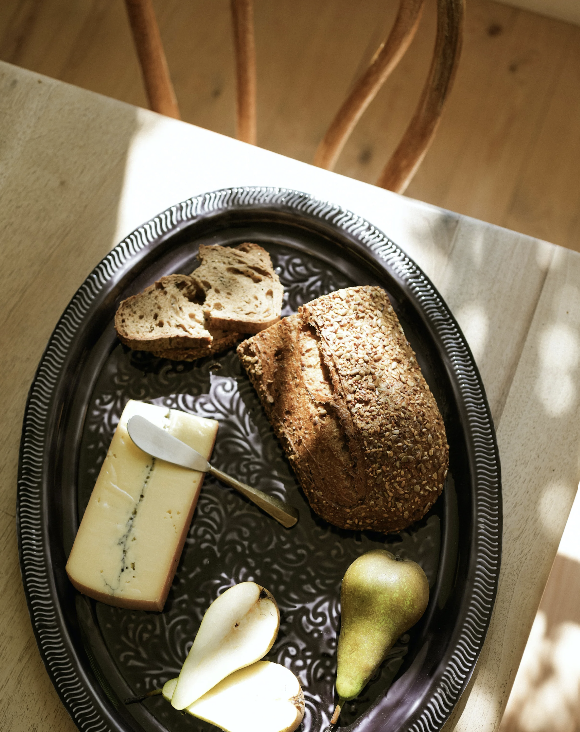 Large Oval Enamel Platter - Slate
