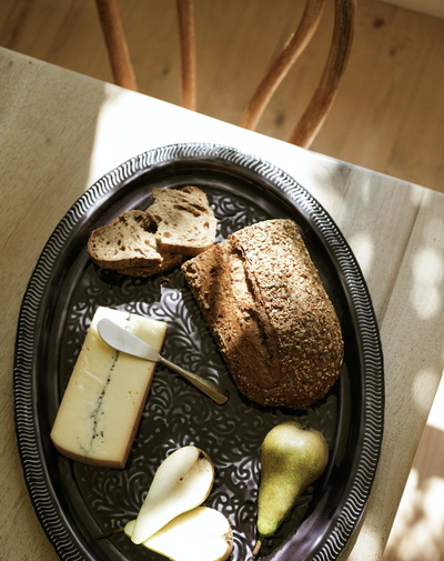 Large Oval Enamel Platter - Slate