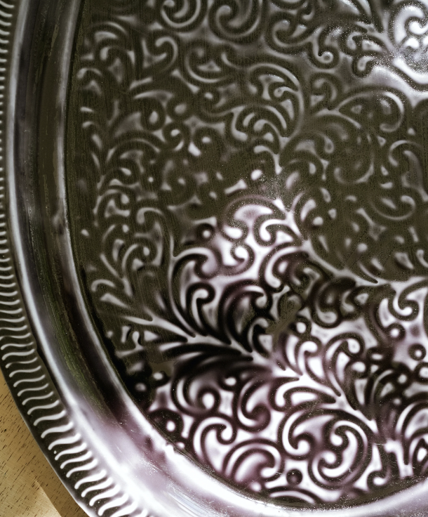Large Oval Enamel Platter - Slate