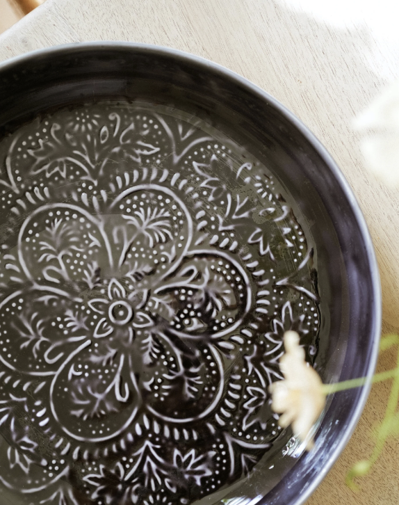 Large Round Enamel Platter - Slate