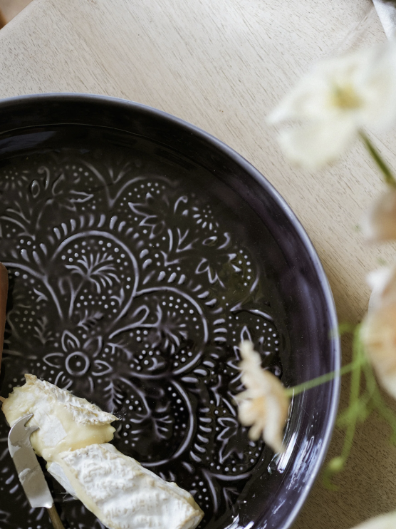 Large Round Enamel Platter - Slate