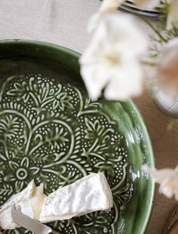 Large Round Enamel Platter - Forest