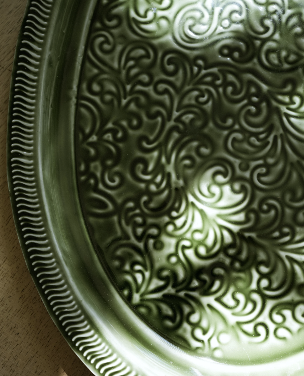 Large Oval Enamel Platter - Forest