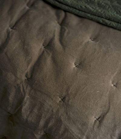 Indian Cotton Velvet Bedspread with Pinstripe reverse