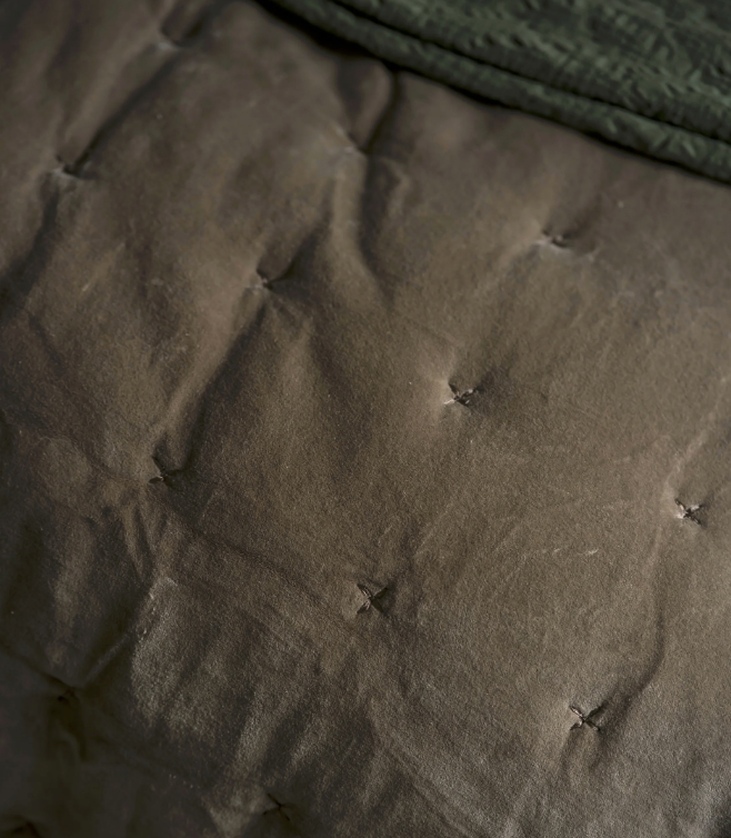 Indian Cotton Velvet Bedspread with Pinstripe reverse