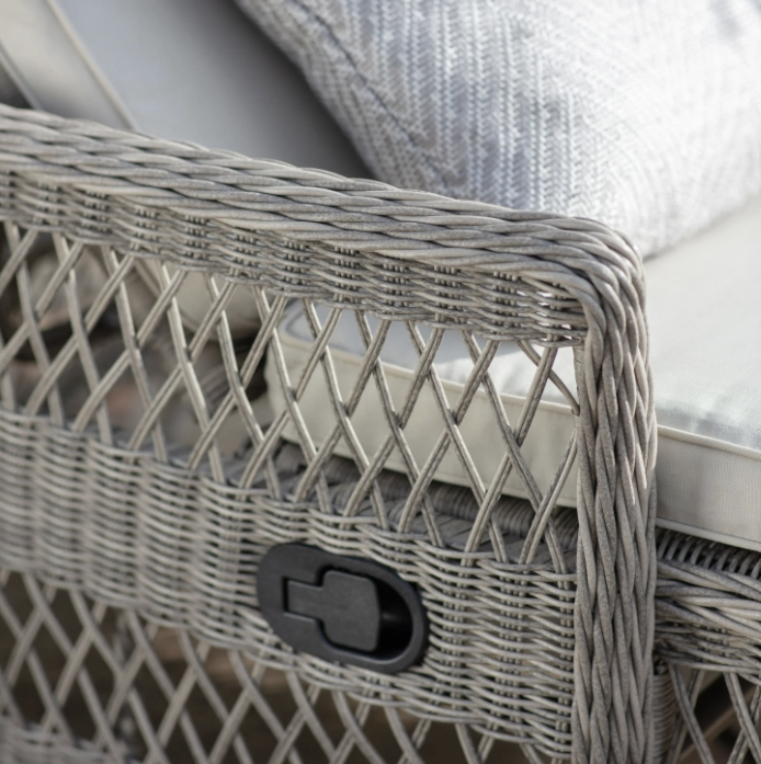 Aurina Menton Sun Lounger close-up of woven detail and locking mechanism