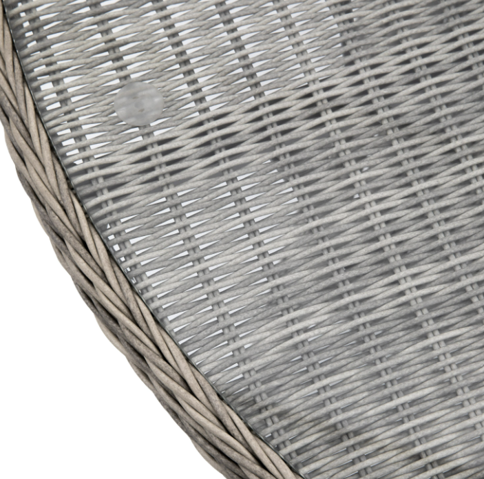 Aurina Pop UP Ltd Menton round garden dining table close-up of woven texture