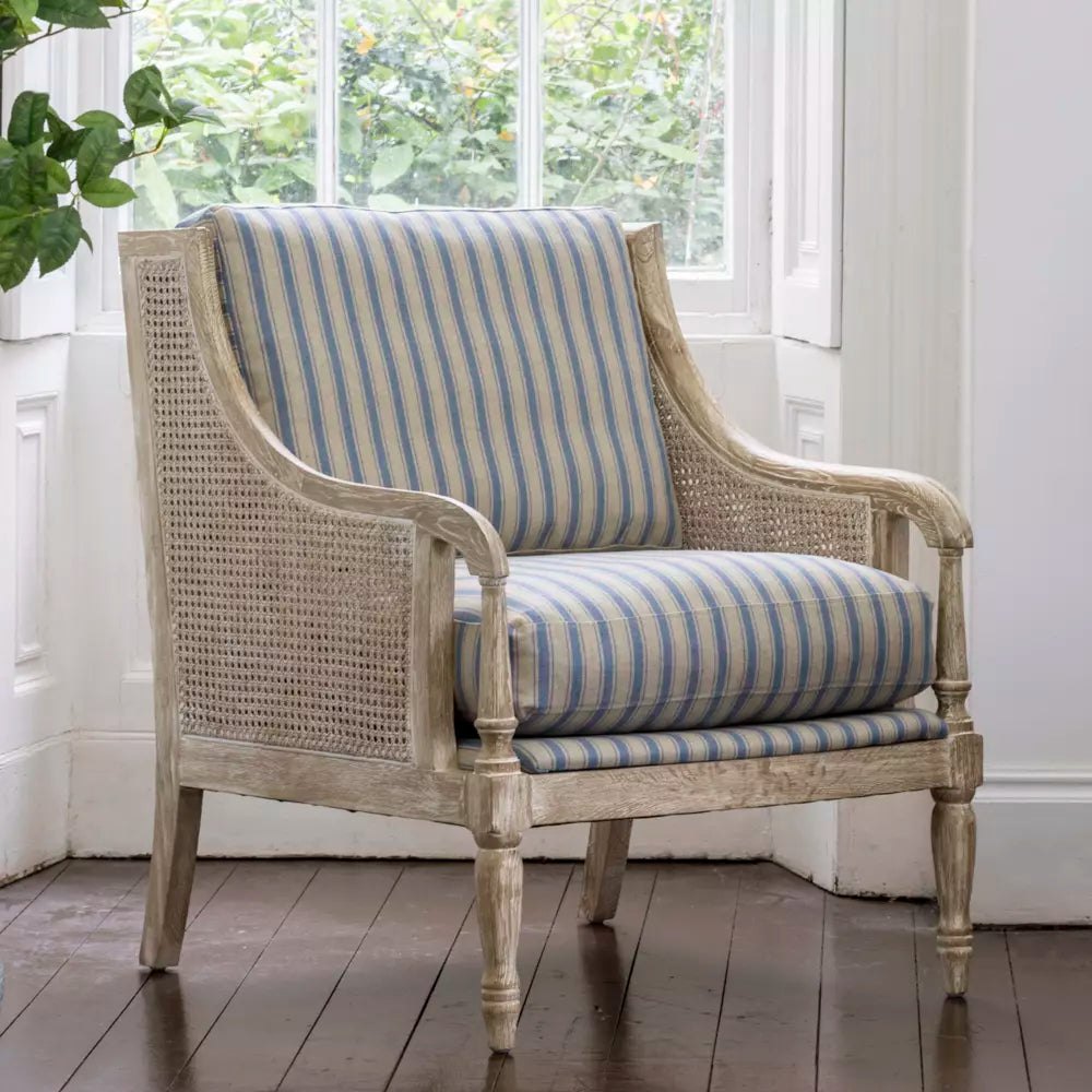 Holkham Ticking Batavia Chair Aurina Pop UP Ltd