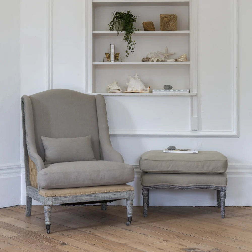 Thornham Taupe Gustavian Armchair Aurina Pop UP Ltd