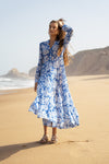 Lily Silk Blend Dress - Peony Blue