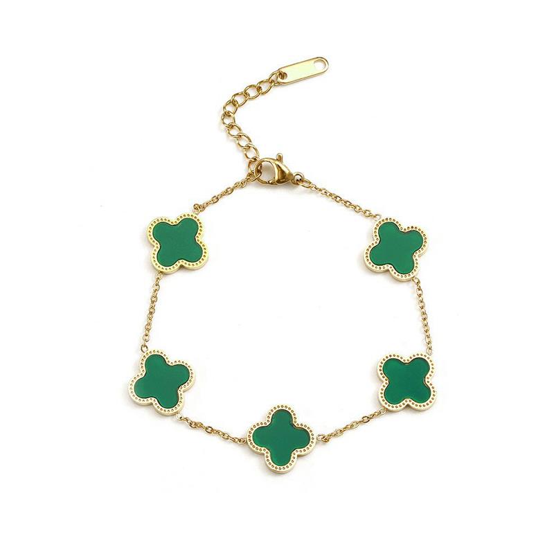 Green Five Leaf Clover Bracelet