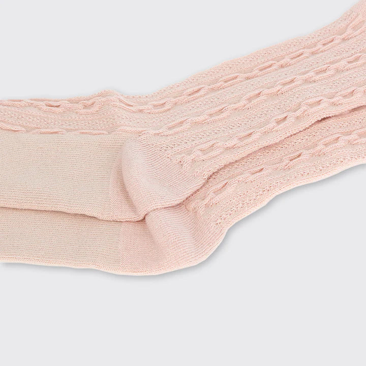 Felicity Fine Knit Cable Spring Sock - Pale Pink
