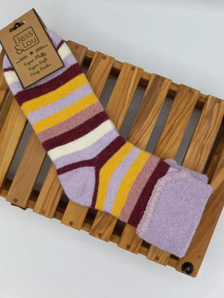 Striking Stripes  Cosy Socks - Mauve