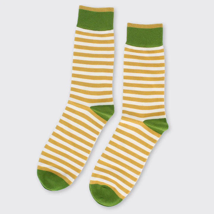 Hector Mens Stripe Sock - Sage/Ochre Aurina Ltd