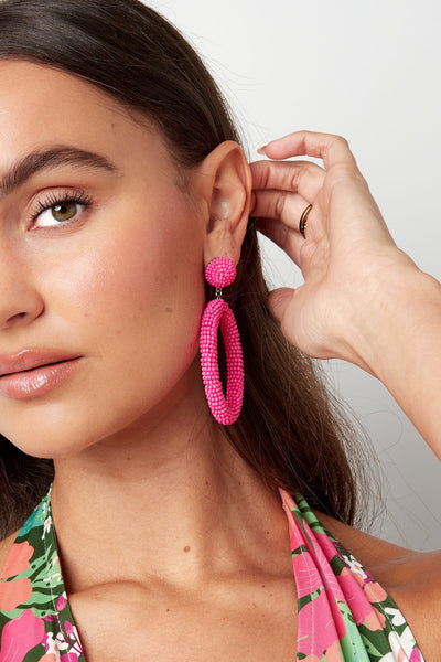 Candy Beaded Earrings - Fuschia