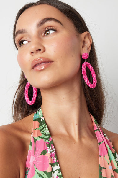 Candy Beaded Earrings - Fuschia