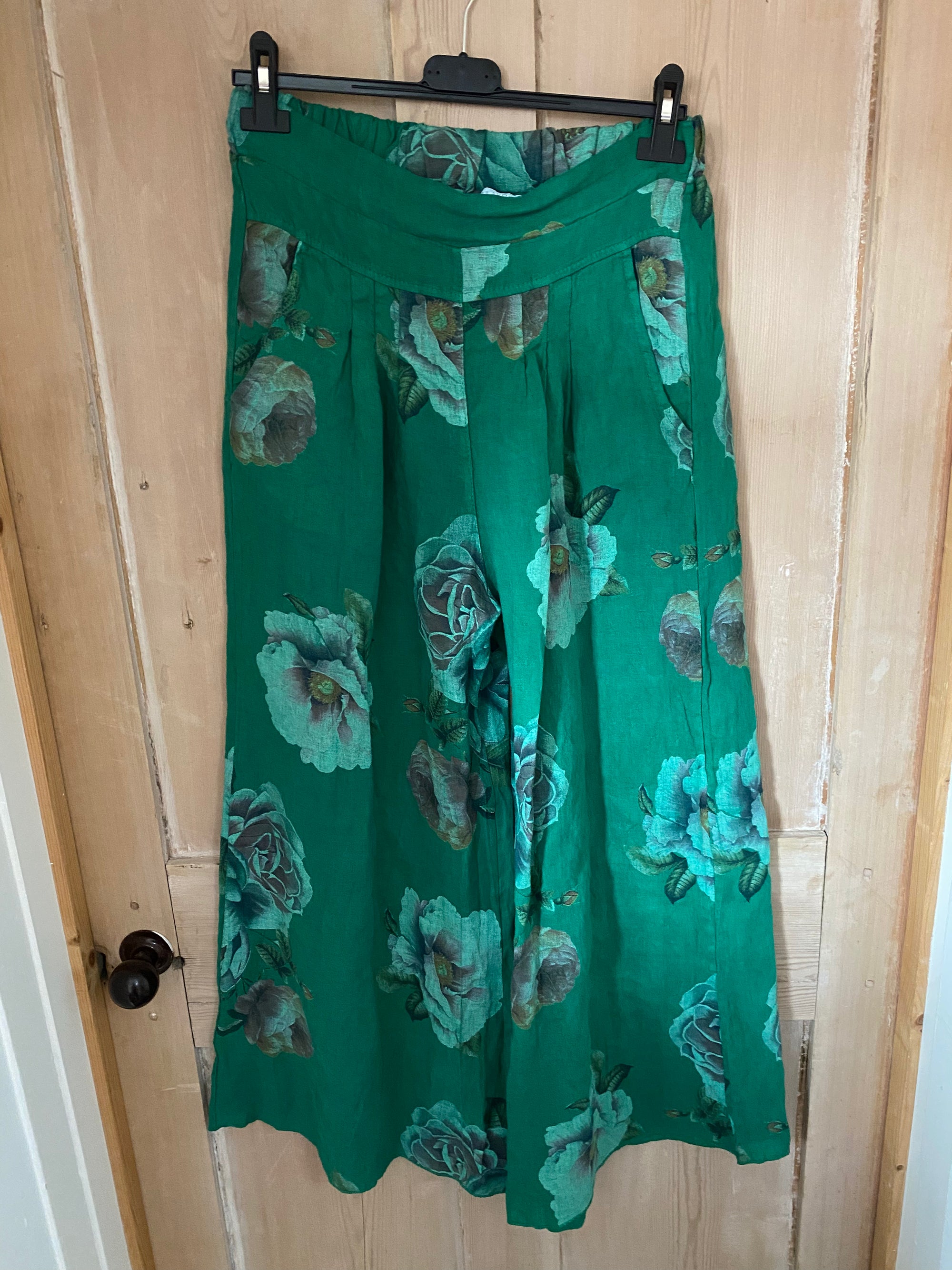 Floral Wide Leg Linen Trousers