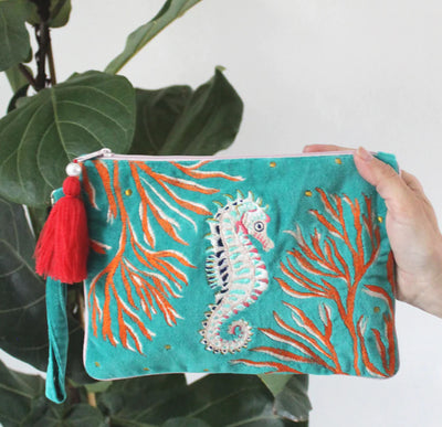 Beaded Seahorse Clutch