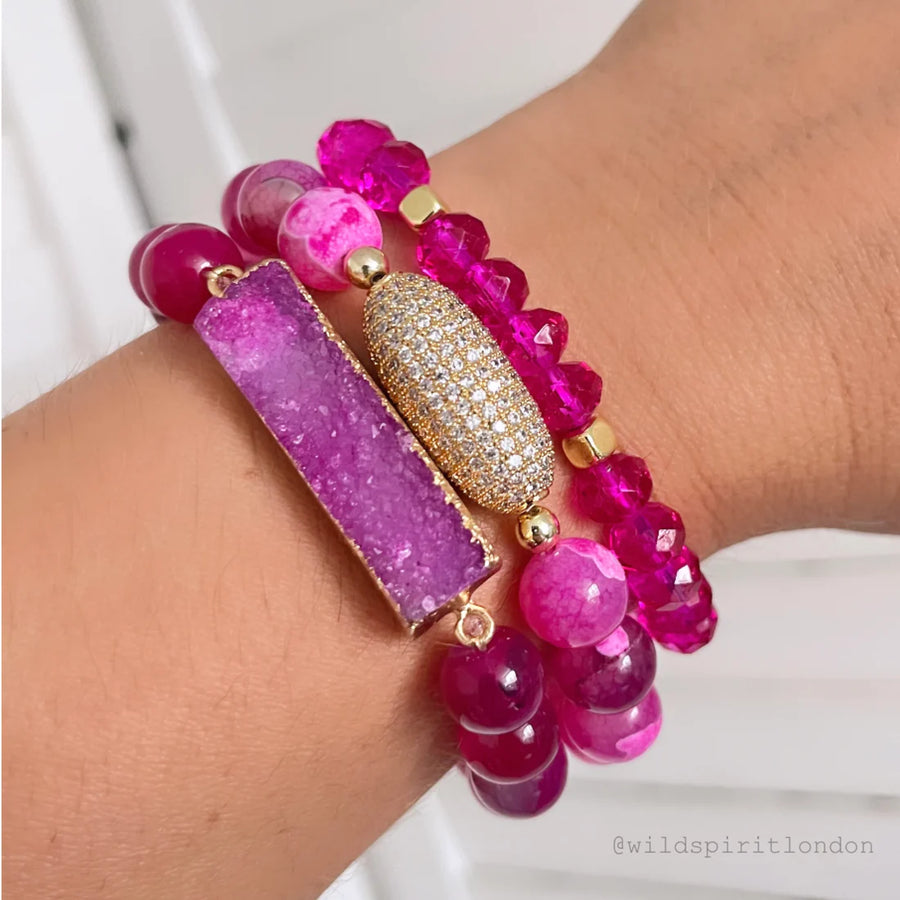 Fuschia Bling Beaded Bracelets