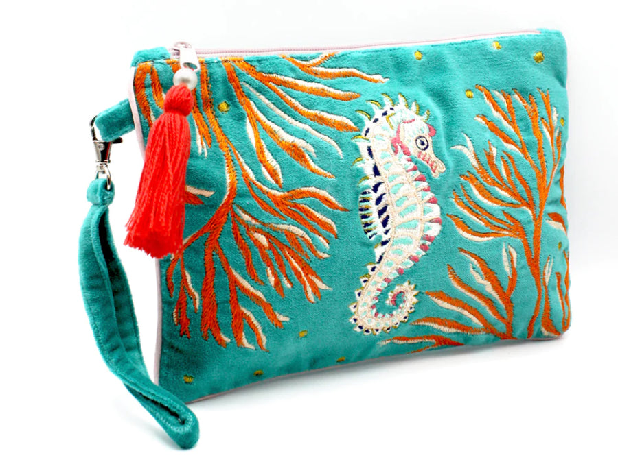 Beaded Seahorse Clutch