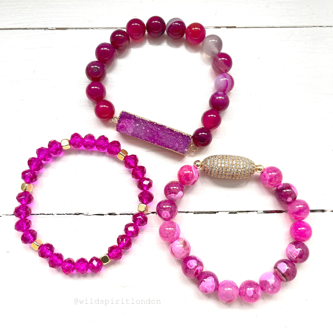 Fuschia Bling Beaded Bracelets