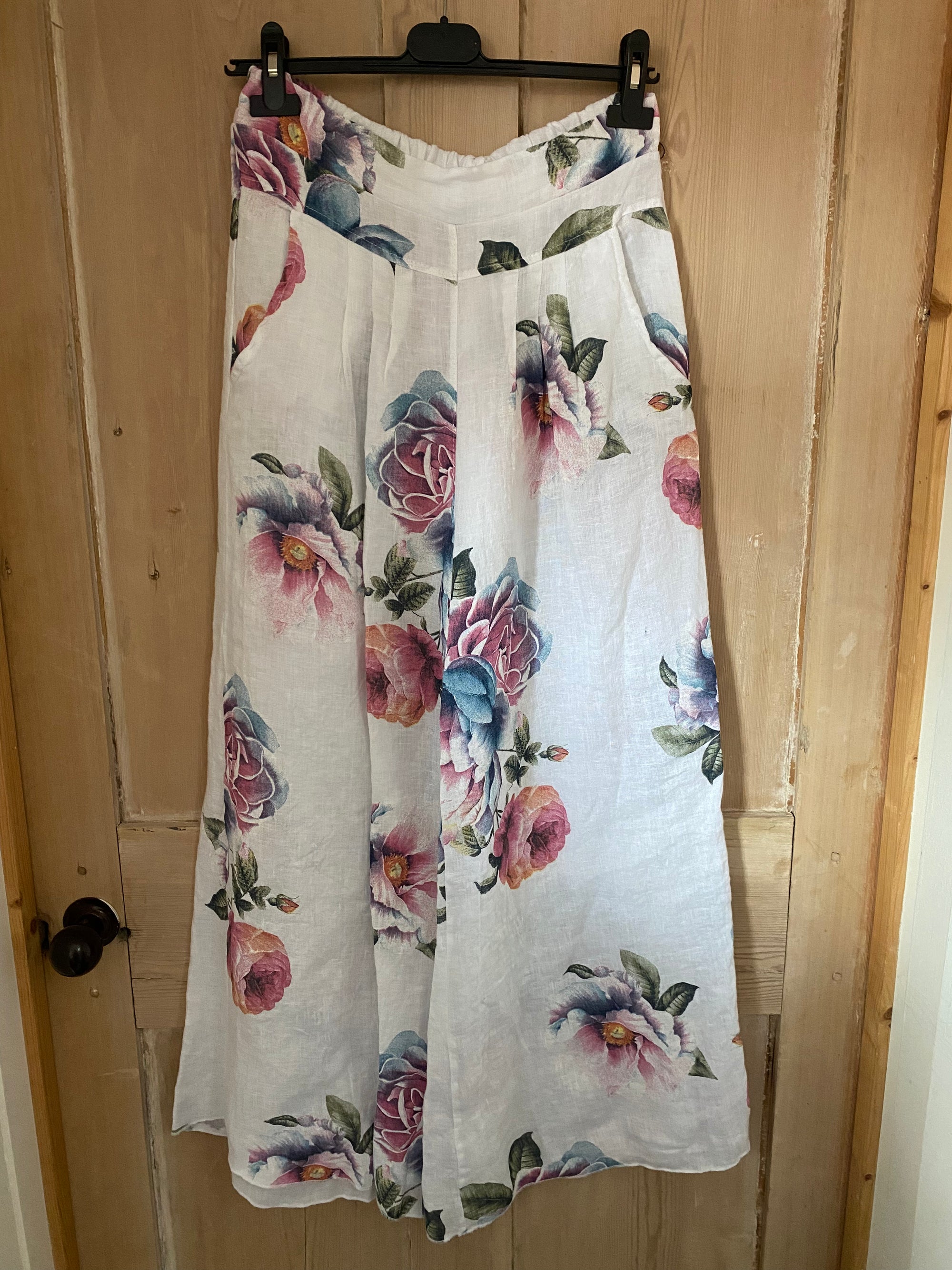 Floral Wide Leg Linen Trousers