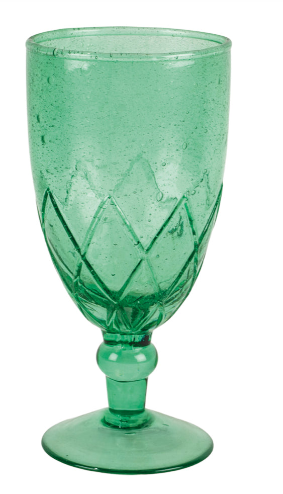 Recycled Bubble Wine Glass Sea Green