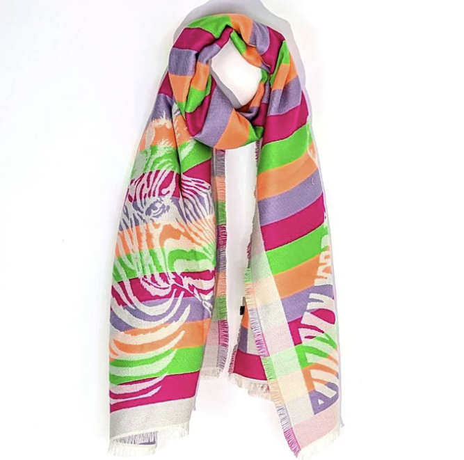 Soft Neon Zebra Print Scarf Aurina Pop UP Ltd