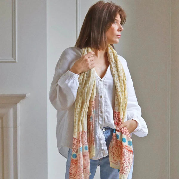 Norfolk Summer Block Printed Scarf