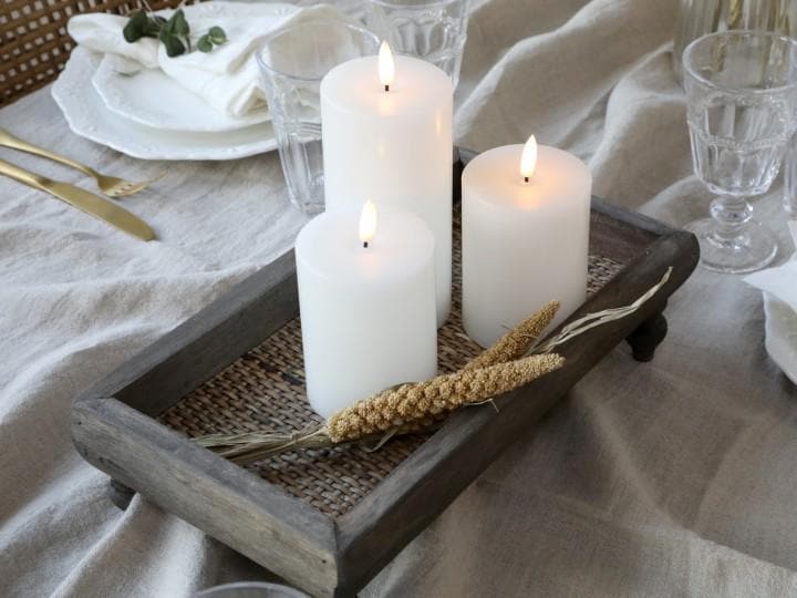 Small Footed Wooden and Rattan Tray - Aurina Ltd