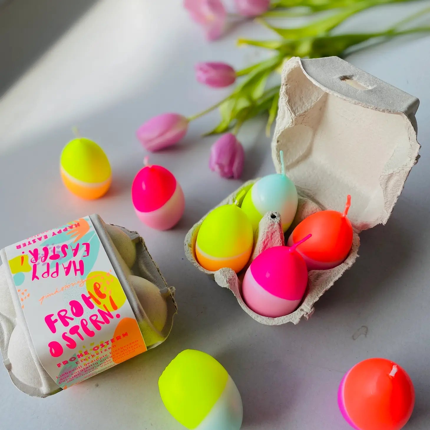 Neon Dip Dye Candle Eggs - Four Aurina Ltd