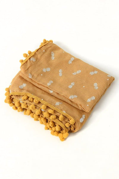 Foiled Pineapple Print Scarf - Aurina Ltd