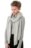 Chunky Knit Grey Cashmere Blend Scarf with Neon  Trim - Aurina Ltd