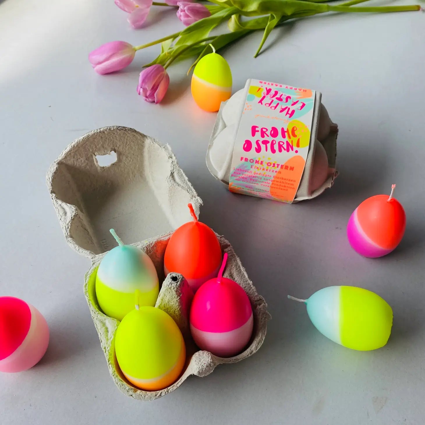 Neon Dip Dye Candle Eggs - Four Aurina Ltd