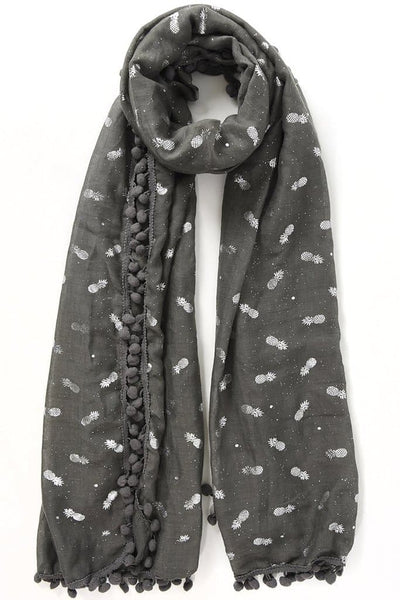 Foiled Pineapple Print Scarf - Aurina Ltd