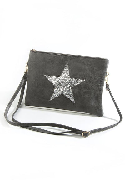 Silver Glitter Star Clutch - Aurina Ltd